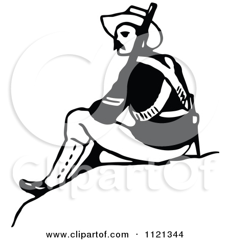 Clipart Retro Vintage Black And White Fallen Toy Soldier   Royalty    
