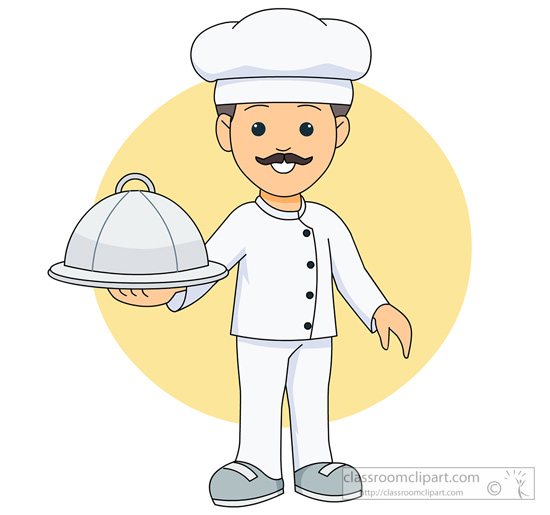 Culinary   Cook Holding Covered Food Dish   Classroom Clipart