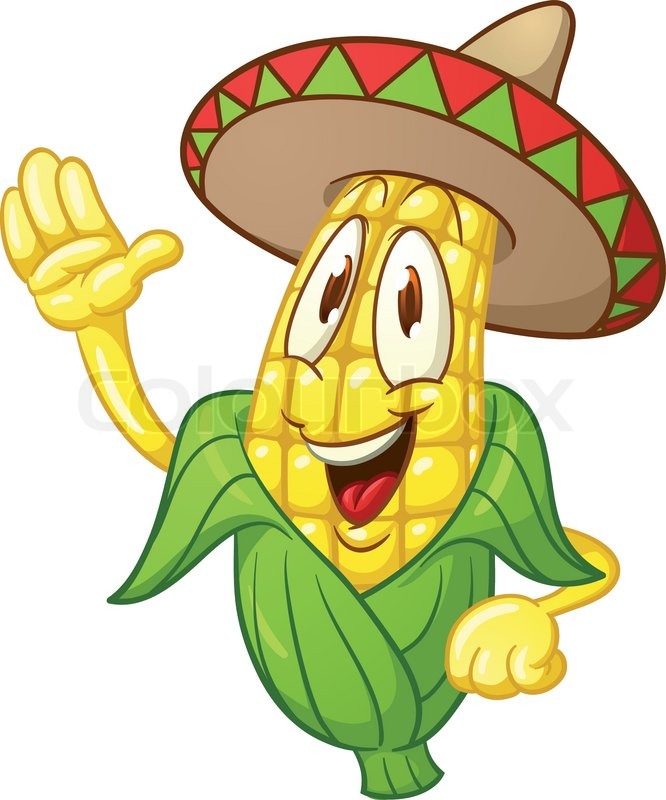 Cute Cartoon Corn Wearing A Sombrero  Vector Illustration With Simple