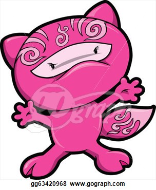 Cute Pink Fox Ninja Vector  Clipart Illustrations Gg63420968