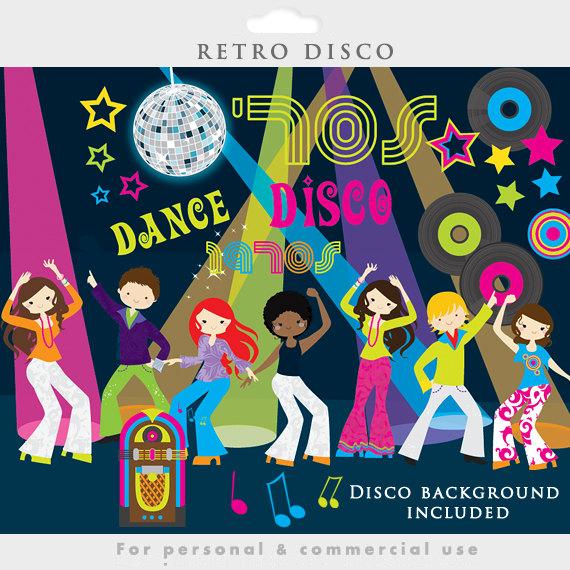 Disco Clipart   Retro Clip Art Dancing Vintage Jukebox Albums Music