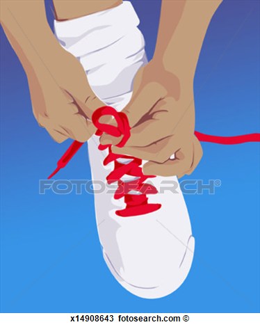 Drawing   Learning To Tie Shoes  Fotosearch   Search Clipart    