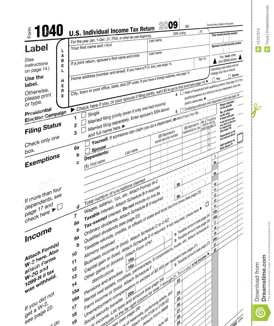 Empty 1040 Form Blank Tax Paying Fill Out The Revenue 1040 Tax Form
