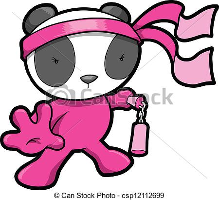Eps Vectors Of Cute Pink Panda Bear Ninja Vector Csp12112699   Search
