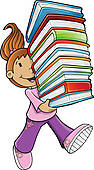 Girl Student Carrying Books   Clipart Graphic