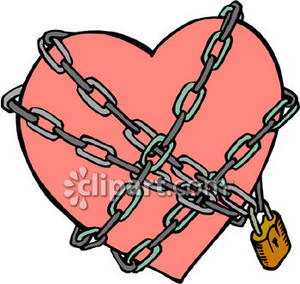 Heart Guarded Under Lock And Chains   Royalty Free Clipart Picture