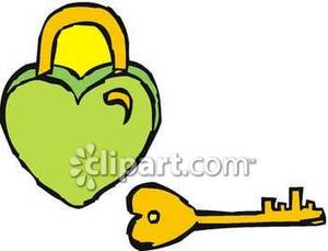 Heart Shaped Lock And Key   Royalty Free Clipart Picture