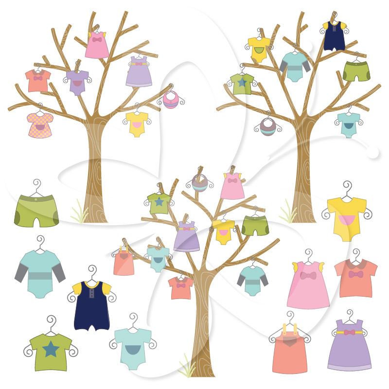 Home   All Clip Art   Baby Clothes Tree