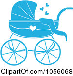 Illustration Of A Blue Baby Carriage Pram With A Heart By Pams Clipart