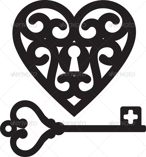 Lock Shaped Heart And Skeleton Key   Valentines Seasons Holidays