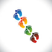 Next Steps Clipart Colorful Foot Step Pairs