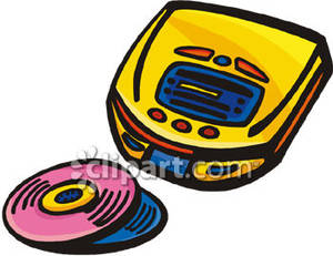 Portable Cd Player And Two Cds   Royalty Free Clipart Picture