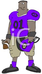 Really Big African American Football Player   Royalty Free Clipart