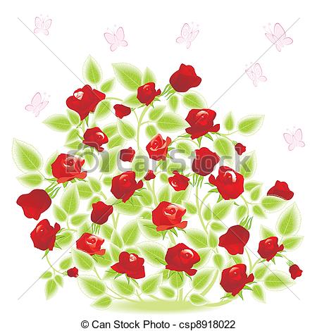 Red Rose Bush With Green Leaves    Csp8918022   Search Clipart