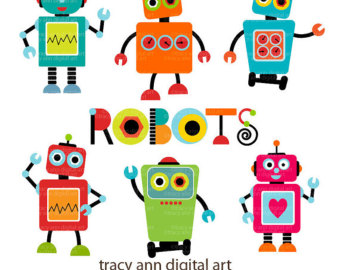 Robot Clipart Set Commercial Use Instant Download Robot Clip Art
