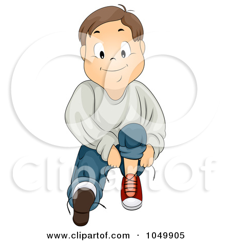 Royalty Free  Rf  Clip Art Illustration Of A Proud Boy Tying His Shoe