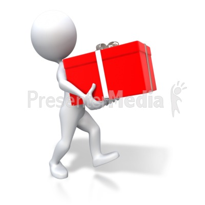 Stick Figure Carrying Red Gift Presentation Clipart