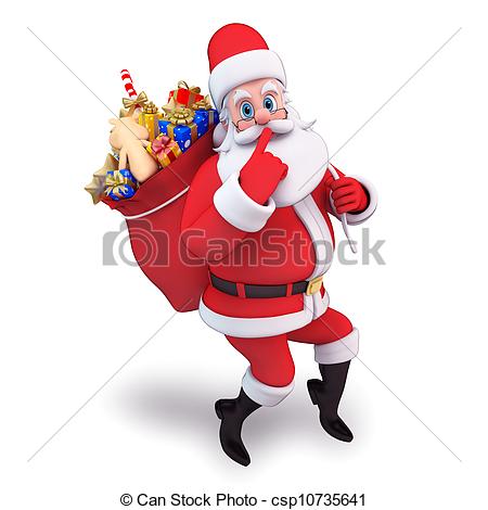 Stock Photo   Sanat Claus Carry Gift Bag On Back   Stock Image Images
