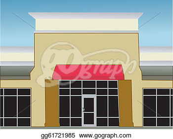 Storefront Clipart Single Storefront Red Awning