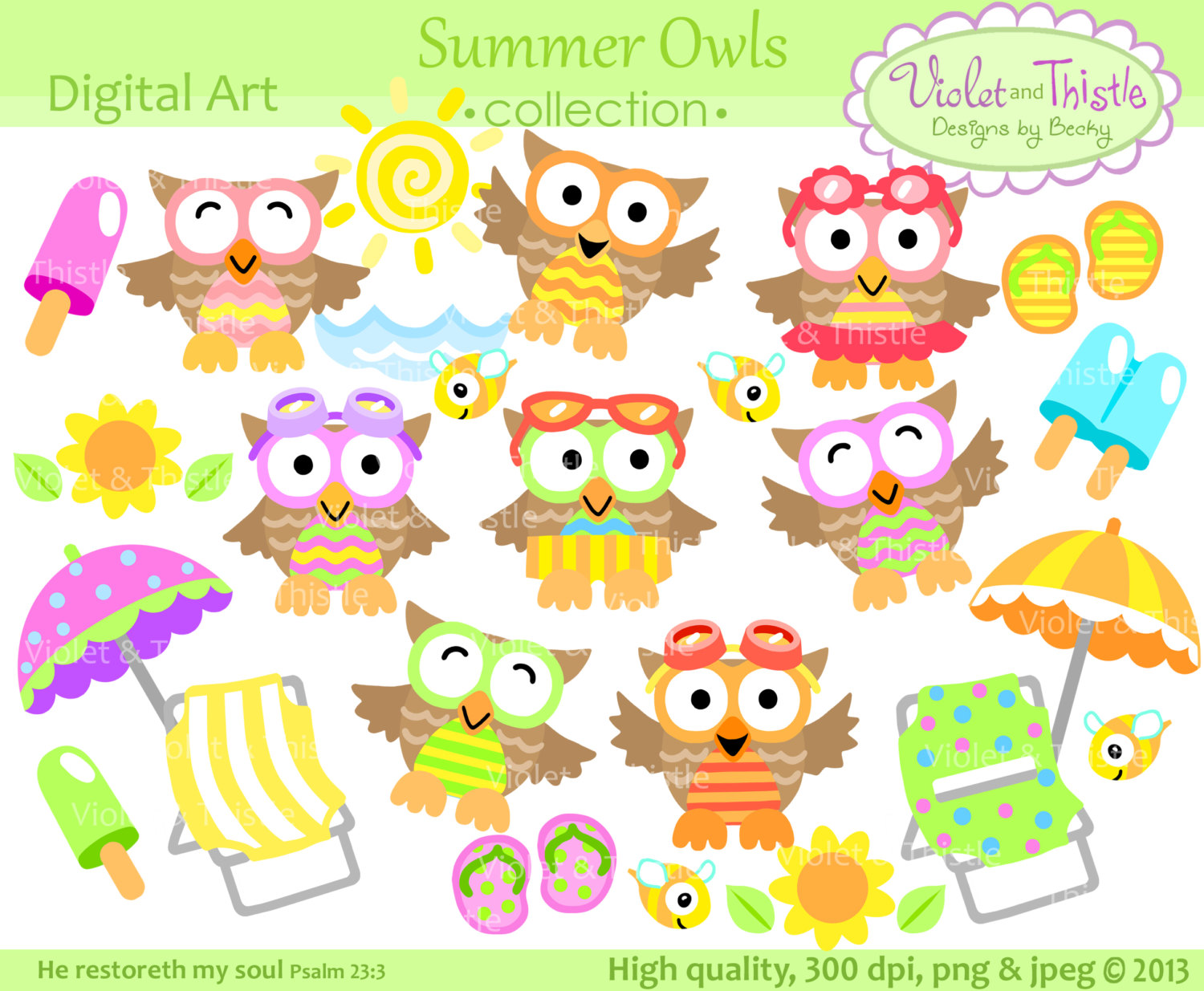 Summer Owl Clip Art Beach Owl Clip Art Vacation Clipart Cute Owl Clip    