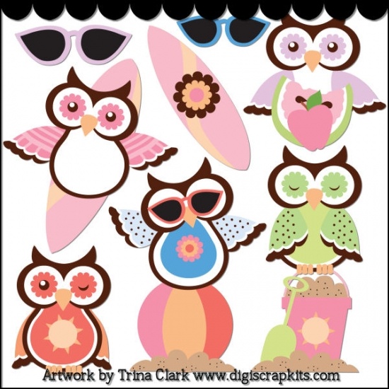 Summer Owls 1   Non Exclusive Clip Art   Digiwebstudio Com   Pinterest