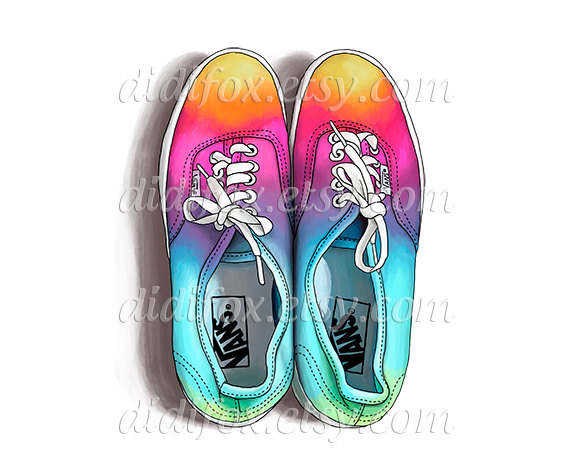 Tie Dye Shoes   Printable Digital Illustration For Download  Clipart