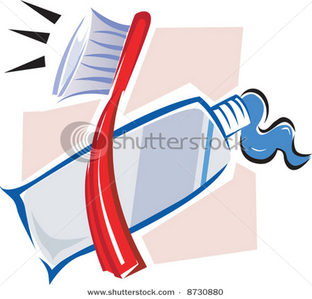 Tooth Paste And Tooth Brush   Vector Clip Art Illustration Picture