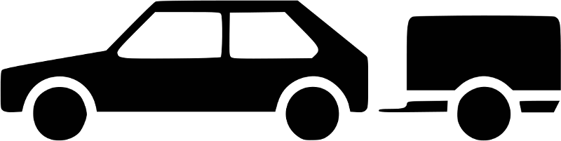 Transportation Car Icons Bw Car With Small Trailer Bw Icon Png Html