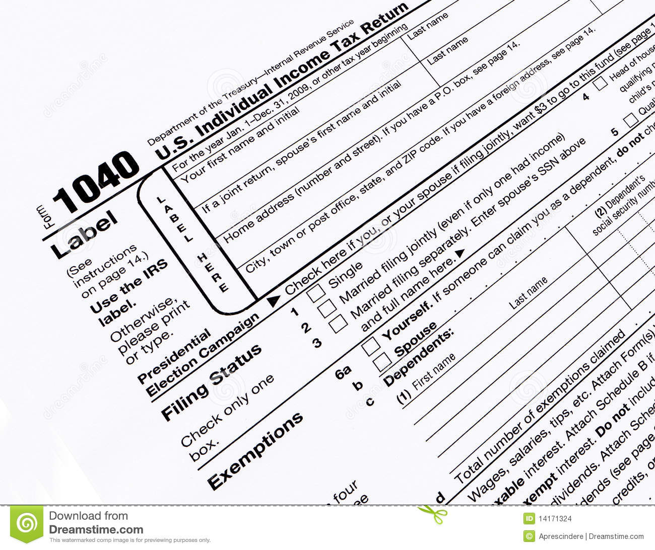 Us 1040 Tax Form Editorial Stock Image   Image  14171324