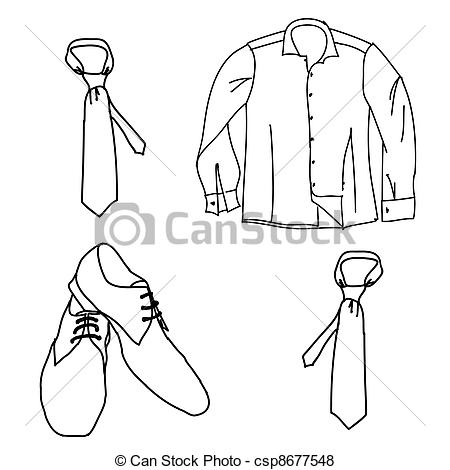 Vector Of Set Man Clothes  Shirt Shoes Tie Csp8677548   Search Clip    