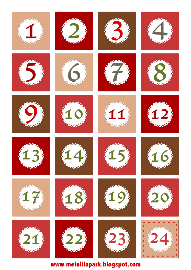Free Printable Christmas Advent Calendar Numbers And Borders