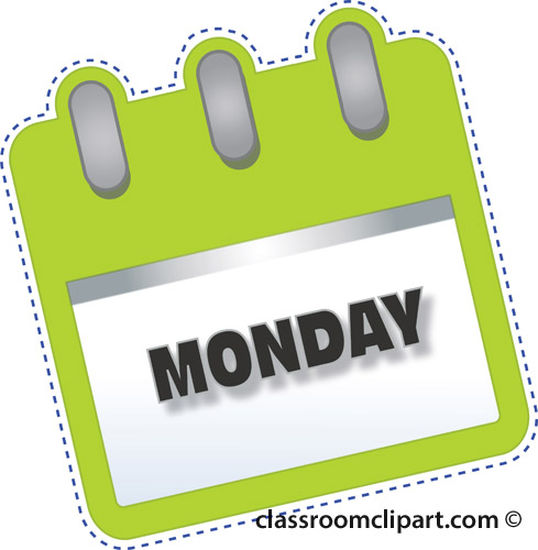 Calendar   Notebook Monday Green   Classroom Clipart