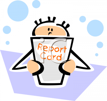 Clipart Of A Student With A Report Card