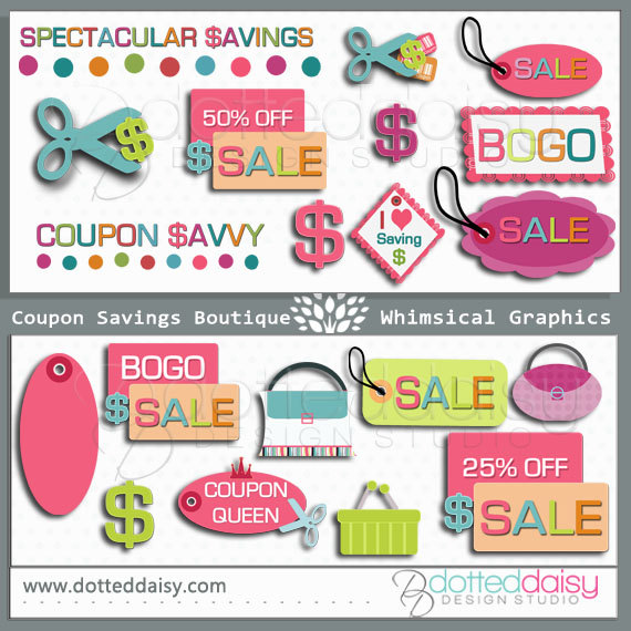 Coupon Sale Savings Boutique Digital Design Clipart Graphic Elements