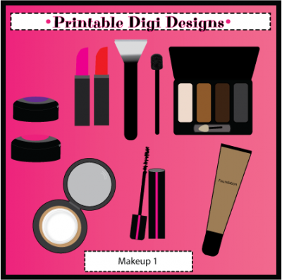 Makeup Clipart Set   3 50 Makeup 10 Piece Graphic Set Digital Clipart    