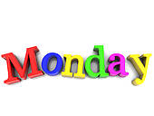 Monday Day Of The Week Multicolored Over White Background   Royalty