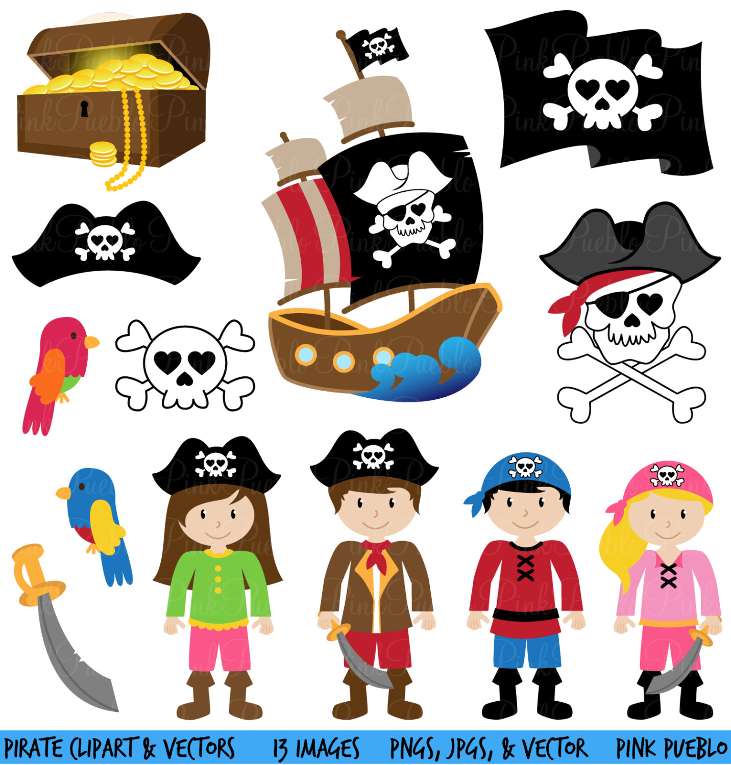 Pirate Clipart Clip Art And Vectors Commercial And By Pinkpueblo