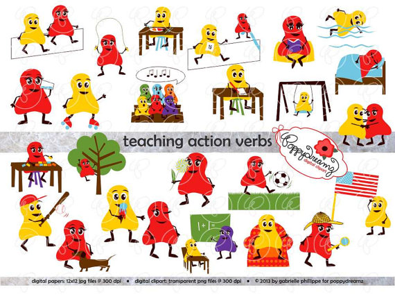 Teaching Action Verbs Clipart   Digital Flashcards  Digital Image Set