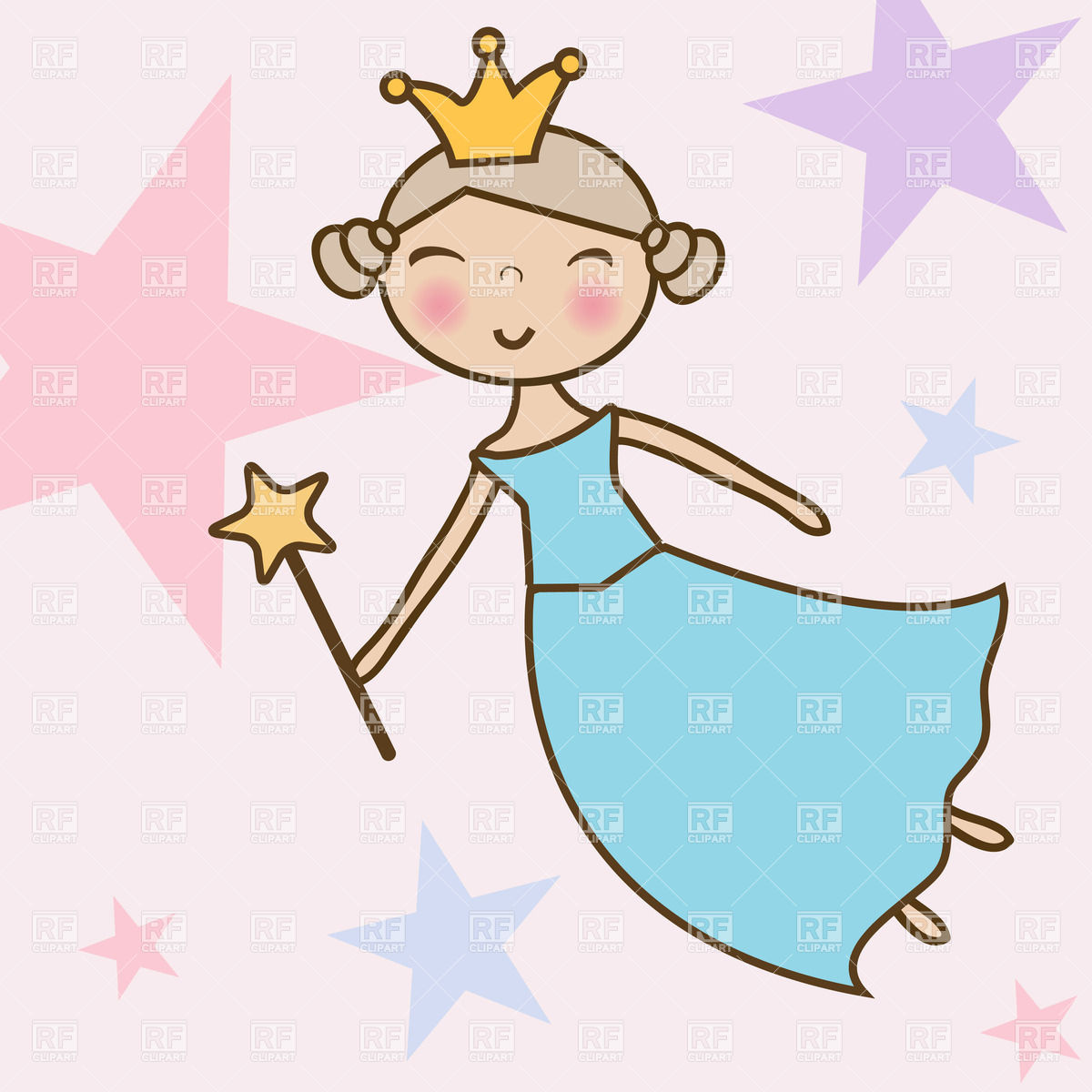 Beautiful Fairy With Magic Wand Flying Against Stars In The Pink Sky
