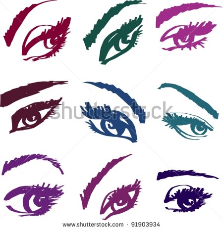 Beautiful Girls Eyes Collection   Stock Vector