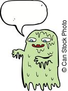 Cartoon Gross Slime Ghost With Speech Bubble Clipart