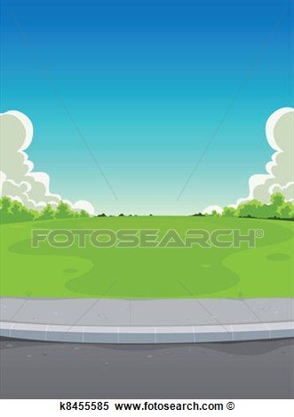 Clipart   Pavement And Green Park Background  Fotosearch   Search Clip