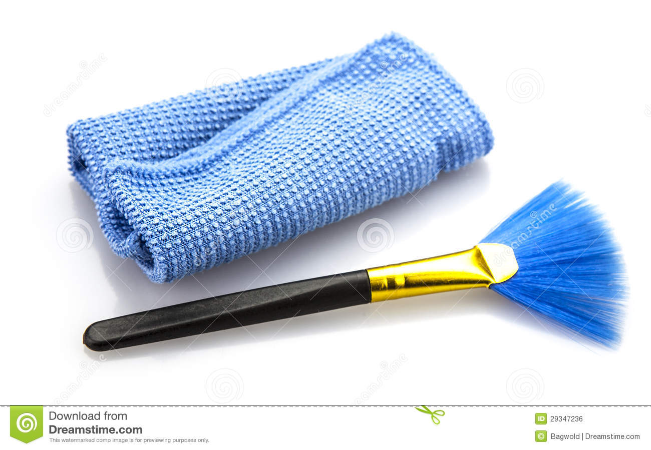 Computer Dust Cleaning Brush And Cloth Royalty Free Stock Image    
