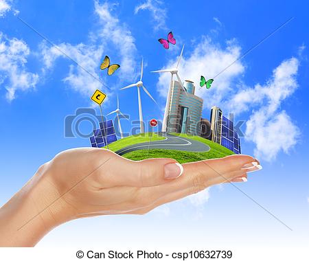 Drawings Of Ecology And Safe Energy   Hands Holding A Green Earth With