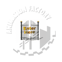 Enter Here Text With Opening And Closing Gate Animated Clipart