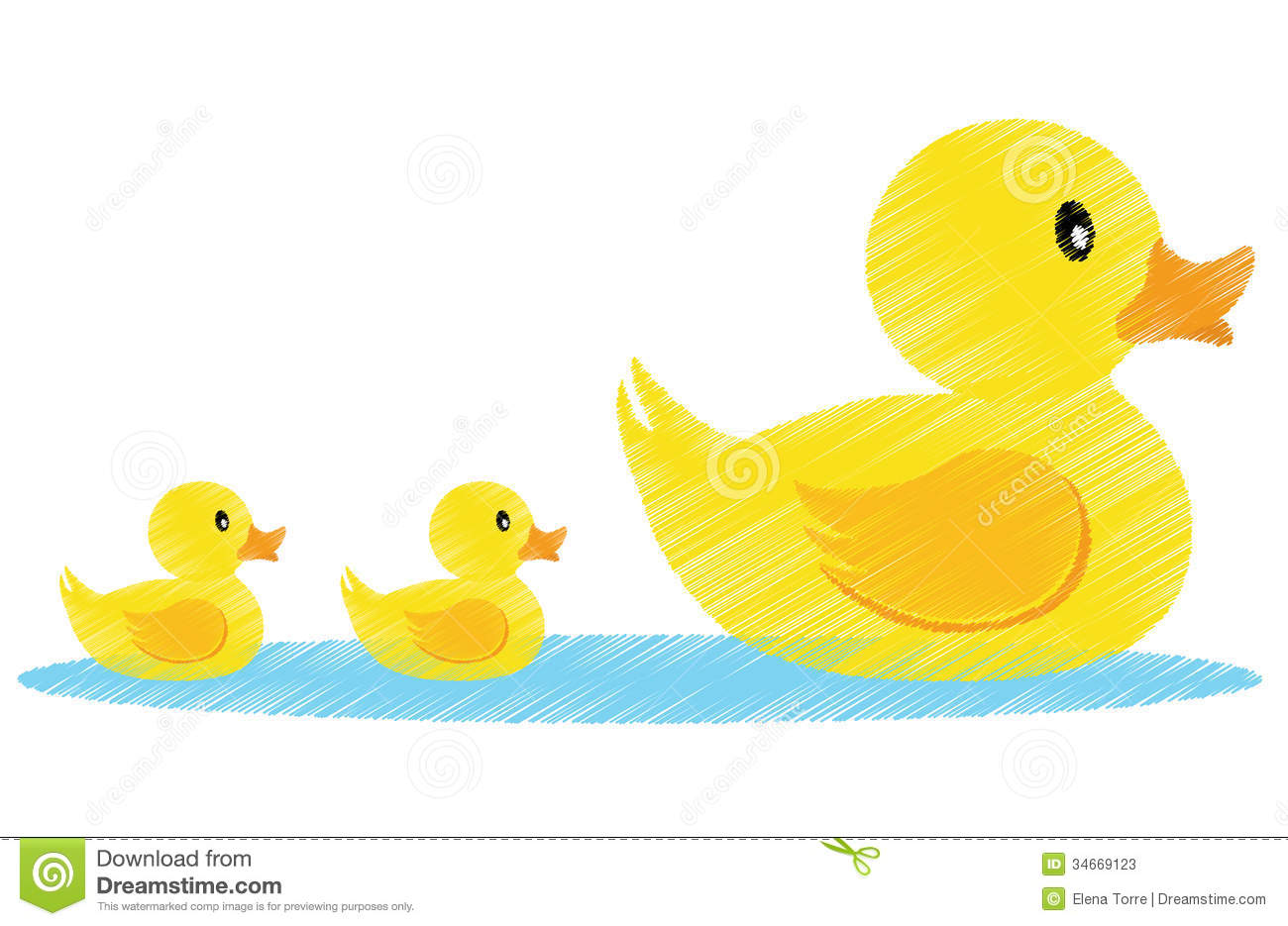 Illustration Of A Family Of Yellow Ducks   Vector Eps File
