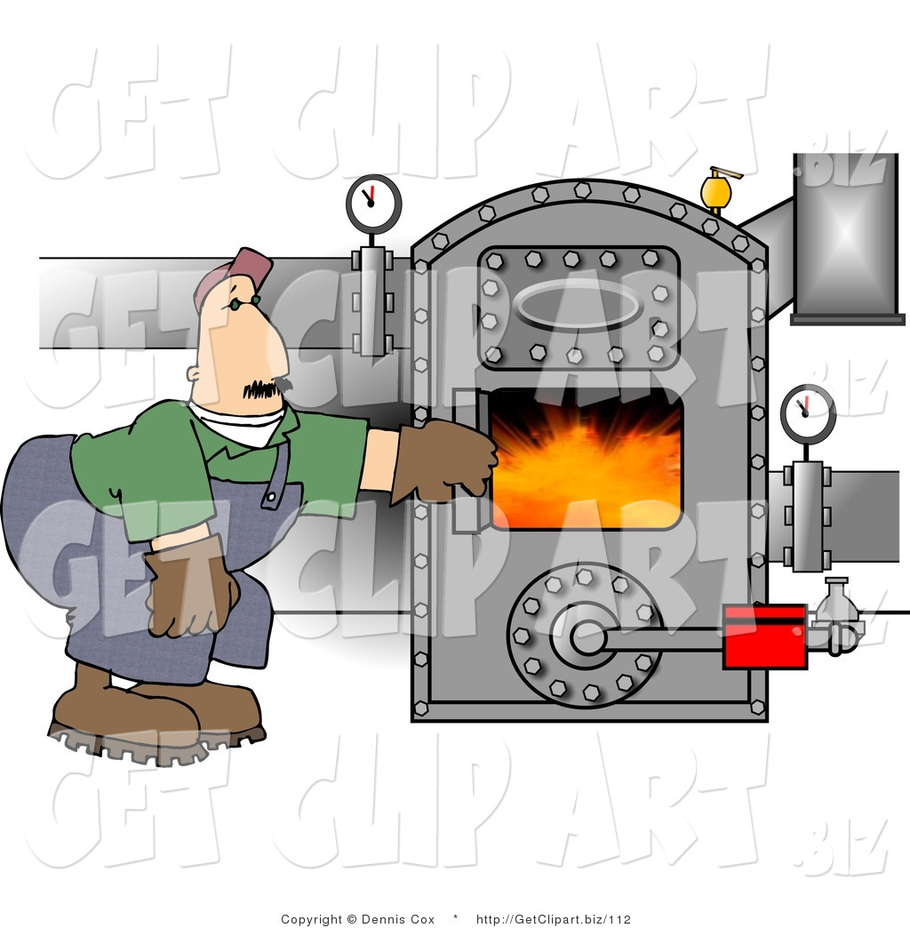 Man Opening The Door Of A Hot Boiler With Valves By Dennis Cox