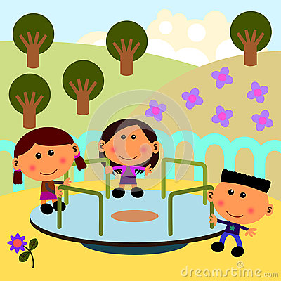 Park Scene With Merry Go Round Stock Images   Image  24846434