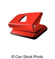 Red Office Hole Puncher Isolated On White Vector Clipart