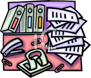 Stapler And Hole Punch With A Stack Of Papers Clipart Image 